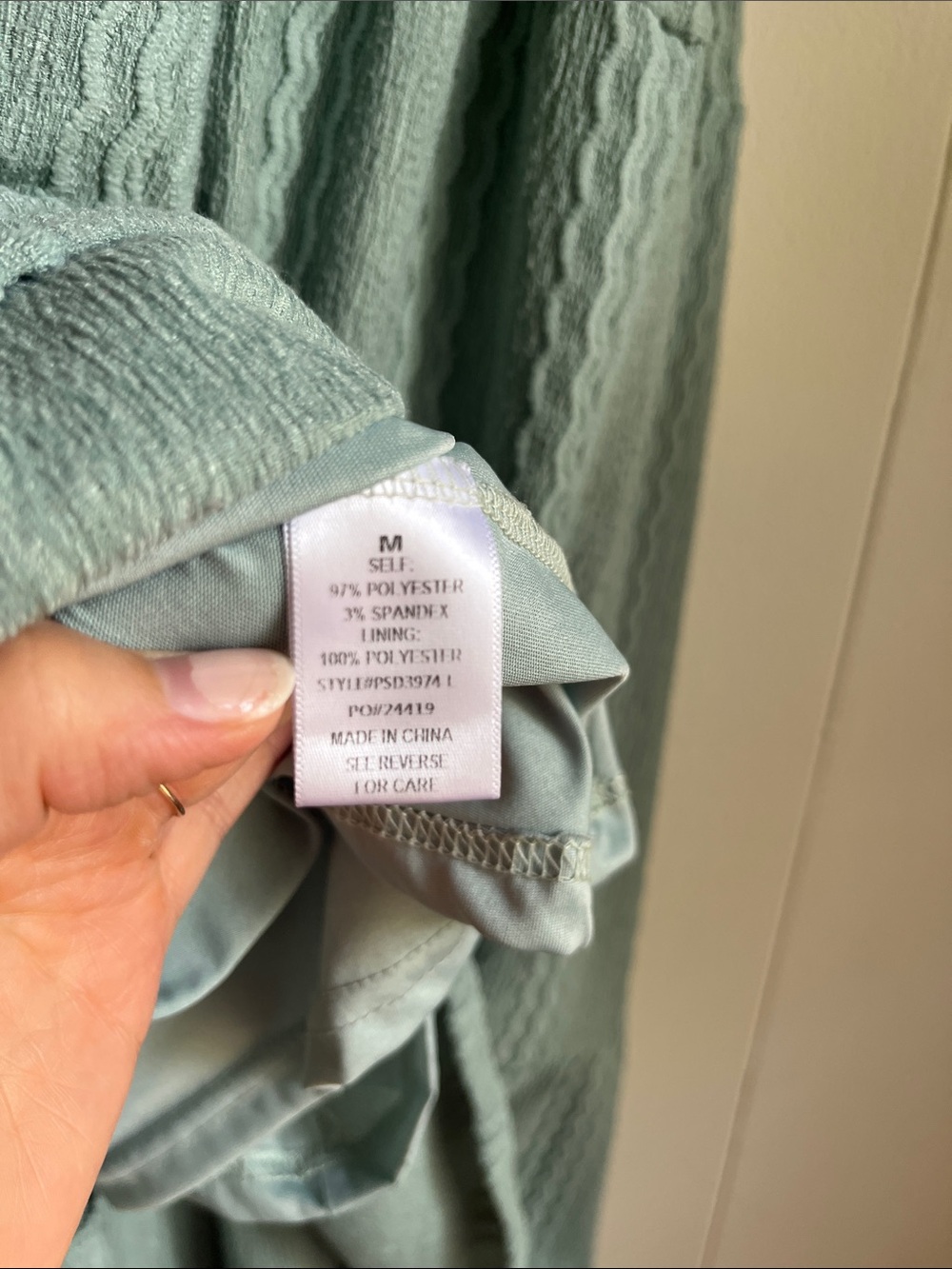 Polygram Sage Green Tiered Maxi Stretch Dress with Puff Sleeves Sz Med - Picture 7 of 9